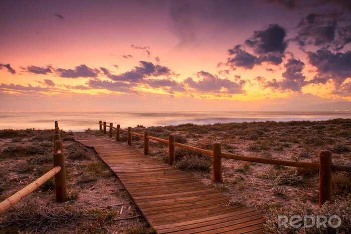 Papier peint  Passerelle en bois bord de mer