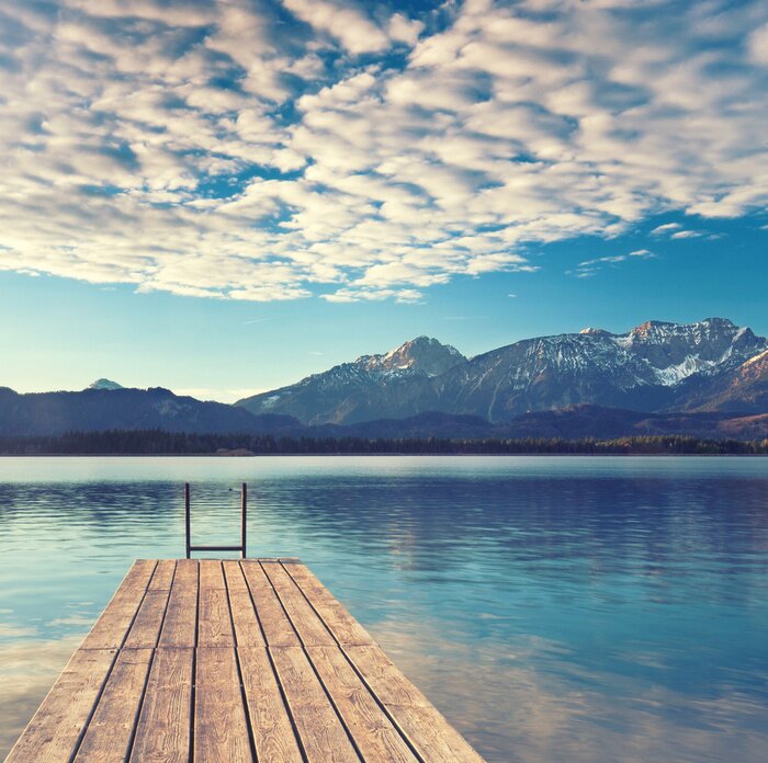 Papier peint  Passerelle en bois dans les Alpes
