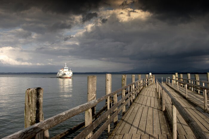 Papier peint  Passerelle et barque