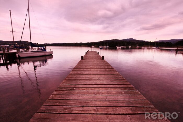 Papier peint  Passerelle lac paisible