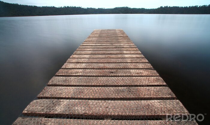 Papier peint  Passerelle planches bord du lac