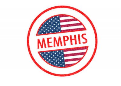 Papier peint  Passport-style MEMPHIS rubber stamp over a white background.