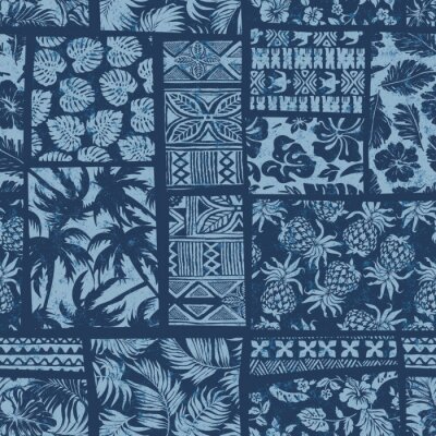 Patchwork bleu style hawaïen
