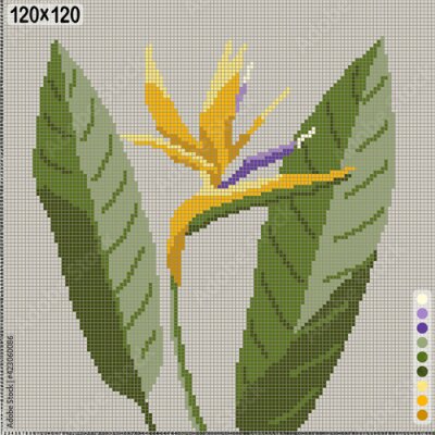 Papier peint  pattern for cross stitch or knitting - strelitzia