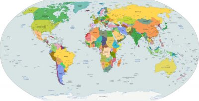 Papier peint  Pays colorés sur la carte du monde