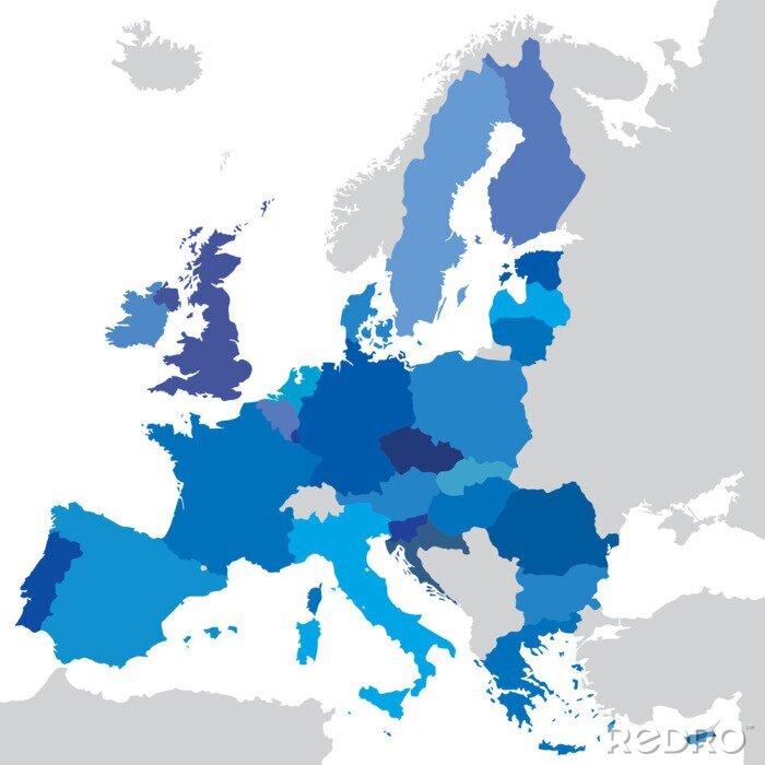 Papier peint  Pays européens surlignés en bleu