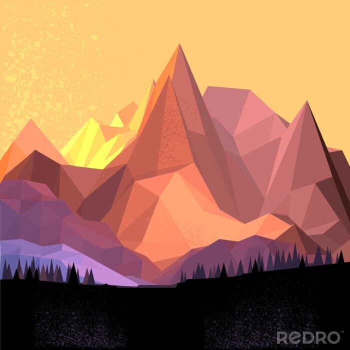 Papier peint  paysage 3d avec des montagnes
