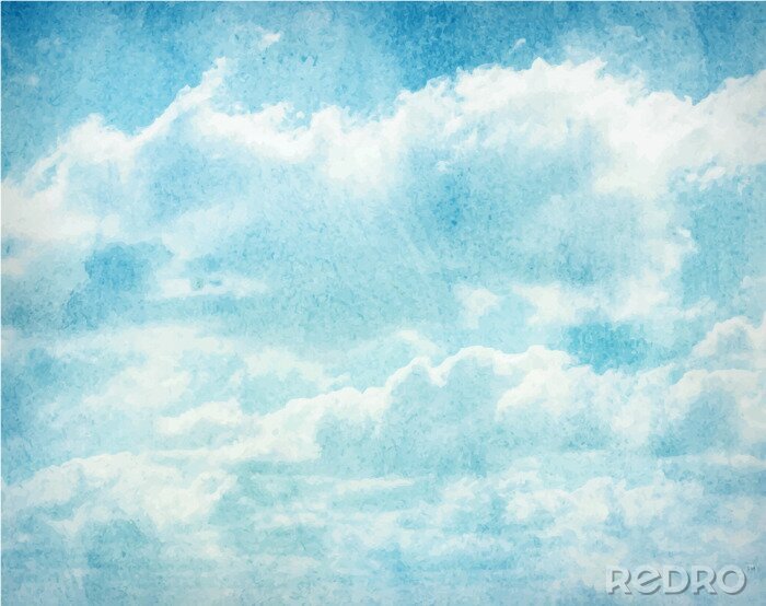 Papier peint  Paysage avec ciel en aquarelle