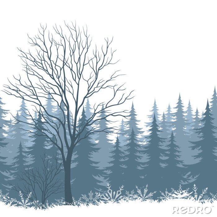 Papier peint  Paysage avec graphique d'arbres