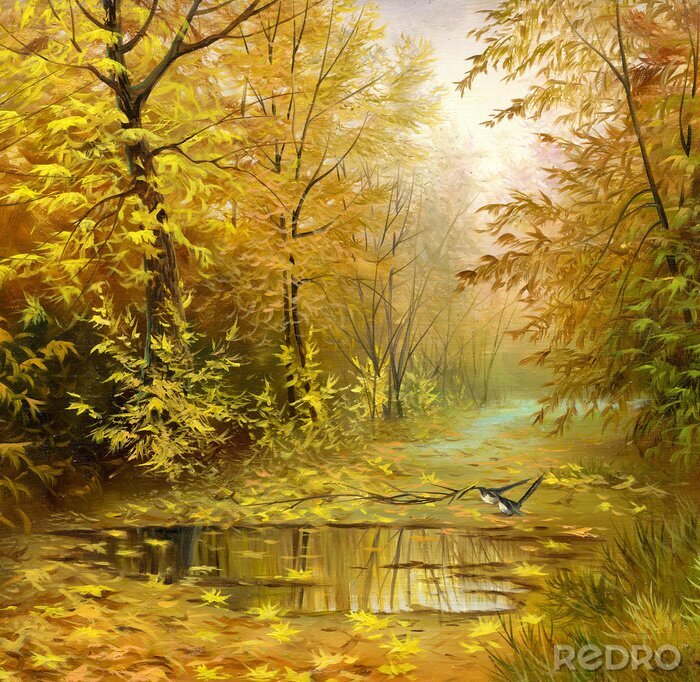 Papier peint  Paysage d'automne avec des arbres