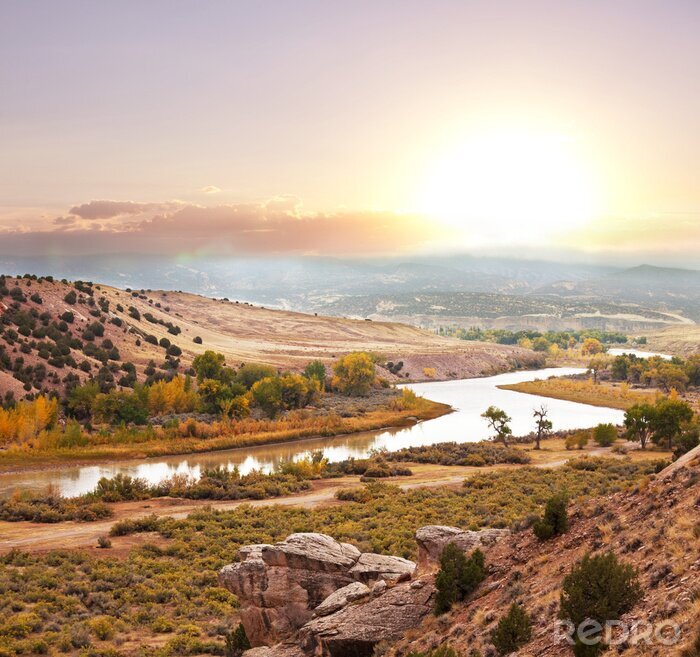 Papier peint  Paysage d'automne avec des champs
