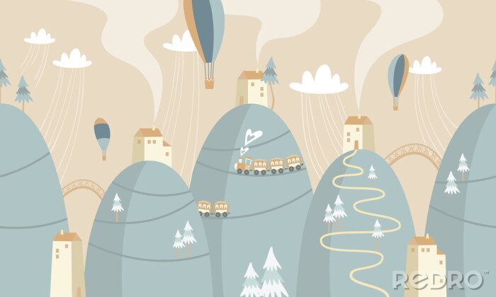 Papier peint  Paysage de conte de fées pour enfants