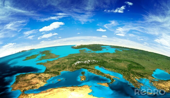 Papier peint  Paysage de l'Europe vu de l'espace
