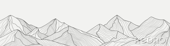 Papier peint  Paysage de montagne minimaliste en noir et blanc