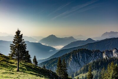 Papier peint  Paysage de montagne pittoresque au lever du soleil Alpes