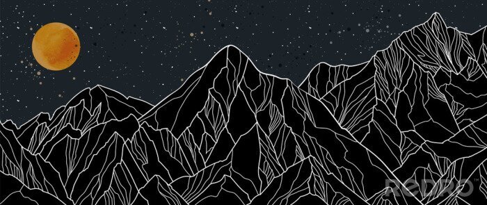 Papier peint  Paysage de nuit avec des montagnes