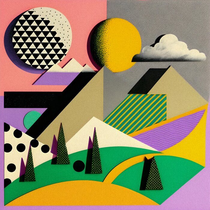 Papier peint  Paysage de style pop art
