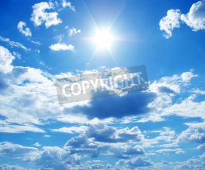 Papier peint  Paysage ensoleillé avec des nuages