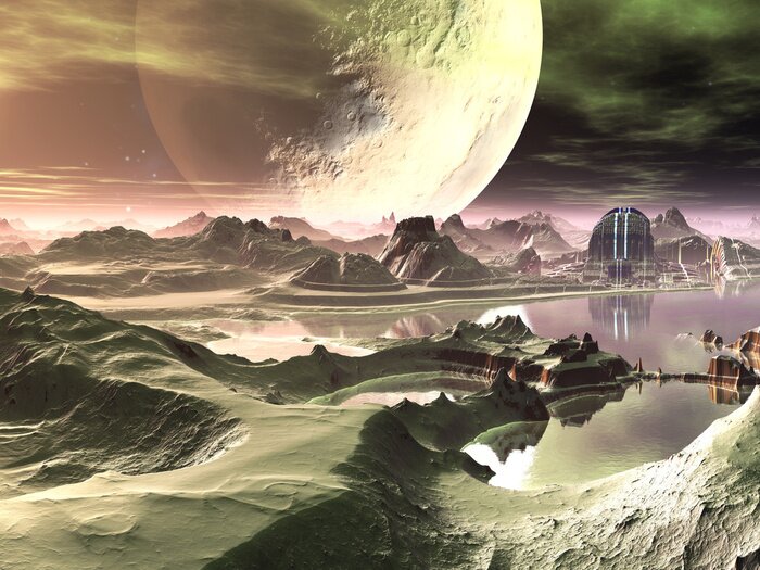 Papier peint  Paysage fantastique planètes