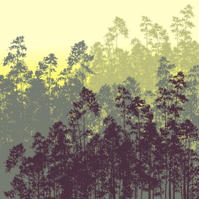 Papier peint  Paysage graphique avec des arbres