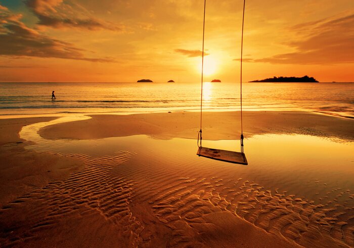 Papier peint  Paysage marin avec une balançoire