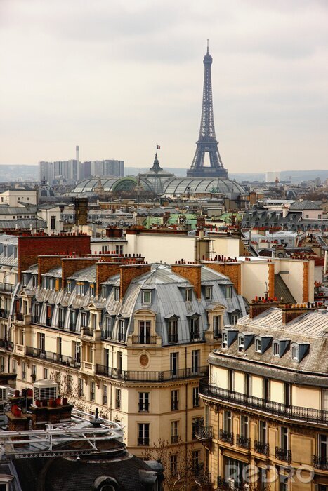 Papier peint  Paysage urbain de Paris avec la tour eiffel
