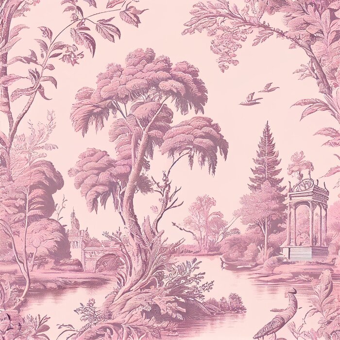 Papier peint  Paysage vintage artistique en rose