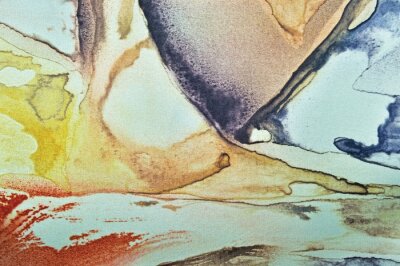 Papier peint  Peinture abstraite d'aquarelle, tissu peint de soie horizontale texturé toile de fond