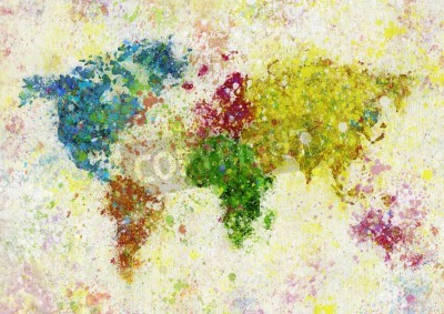 Papier peint  peinture de carte du monde sur du papier fait à la main