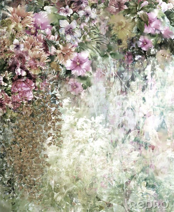 Papier peint  Peinture de fleurs à l'aquarelle
