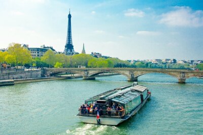 Papier peint  Pénioches avec des touristes fleuve Paris