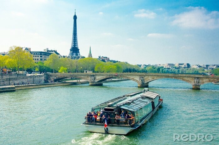 Papier peint  Pénioches avec des touristes fleuve Paris