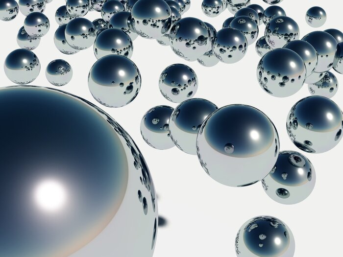 Papier peint  Perles en 3D gris métallique