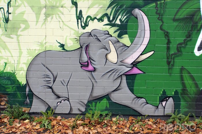 Papier peint  Petit éléphant graffiti