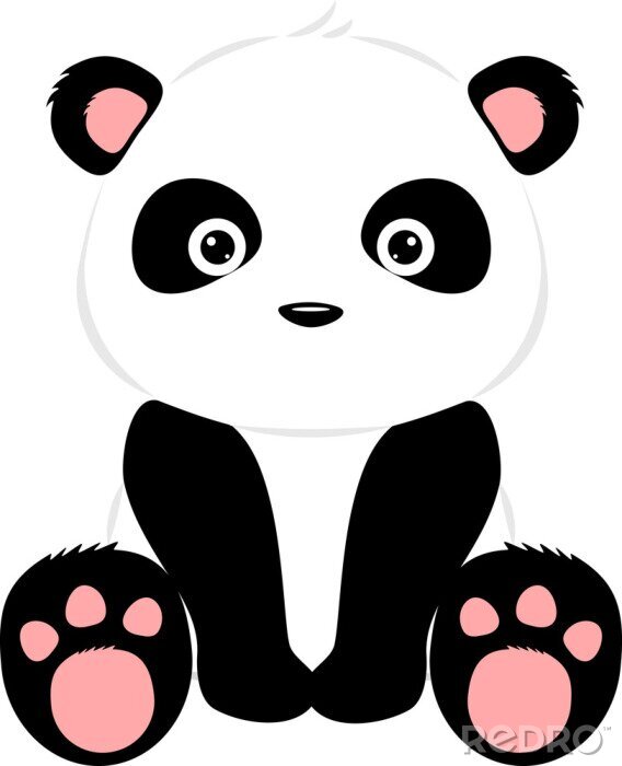 Papier peint  Petit panda avec des pattes roses