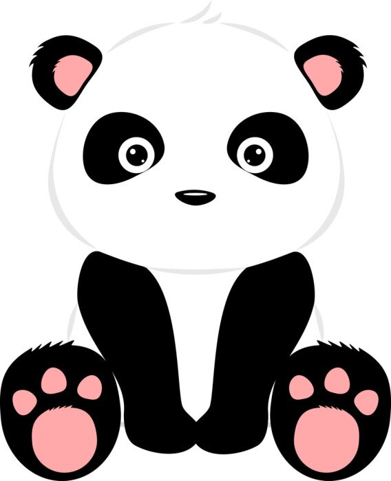 Papier peint  Petit panda avec des pattes roses