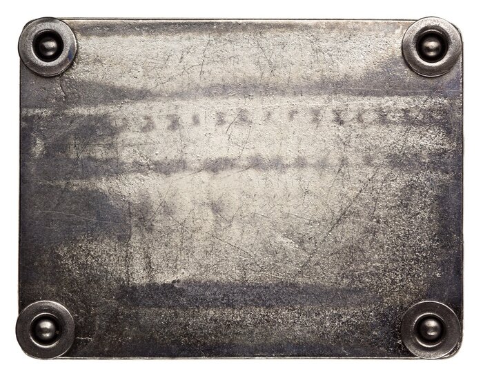 Papier peint  Petite planche de métal brillante sur un mur