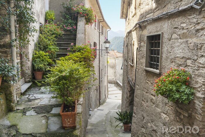 Papier peint  Petite rue en escalier