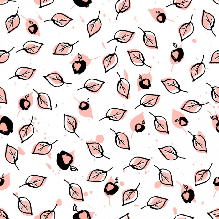 Papier peint  Petites pommes sur des feuilles