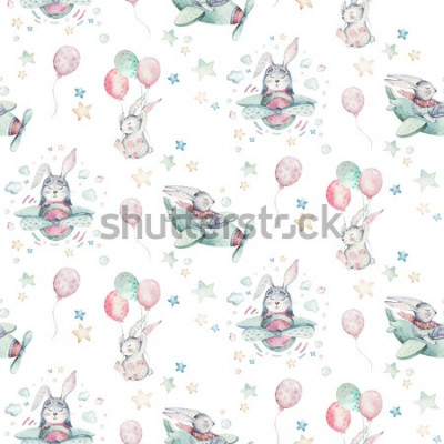Papier peint  Petits lapins avec des ballons
