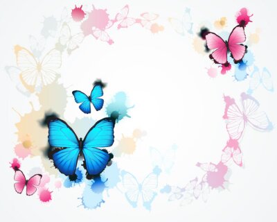 Papier peint  Petits papillons pastel en cercle