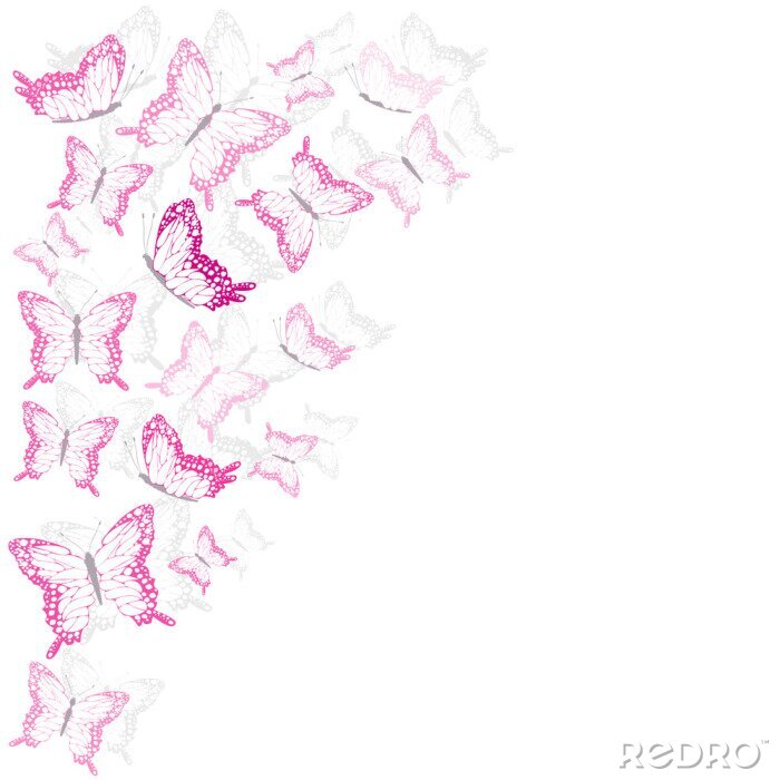 Papier peint  Petits papillons roses au vol