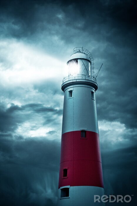 Papier peint  Phare blanc et rouge en gros plan
