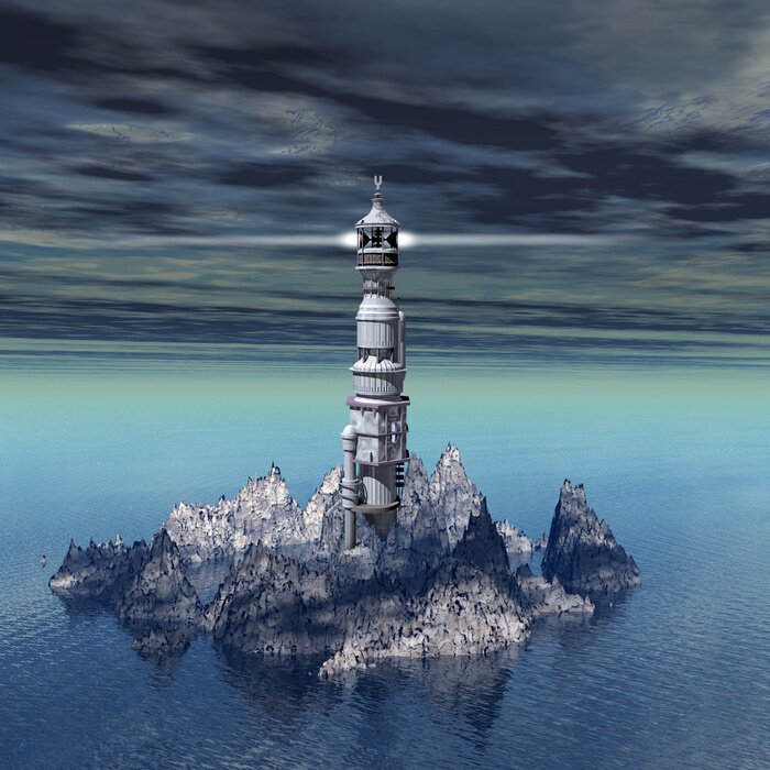 Papier peint  Phare fantaisiste sur les rochers