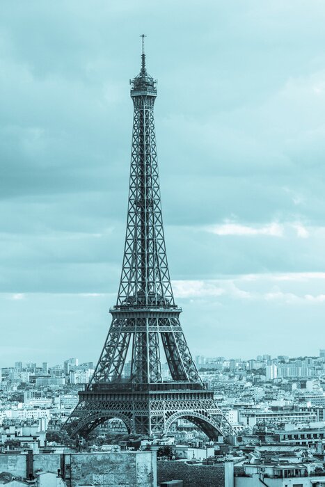 Papier peint  Photo de la Tour Eiffel en bleu