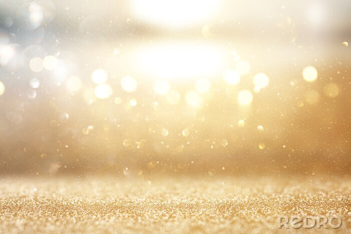 Papier peint  photo of gold and silver glitter lights background