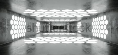 Papier peint  Pièce futuriste en béton sur un vaisseau spatial