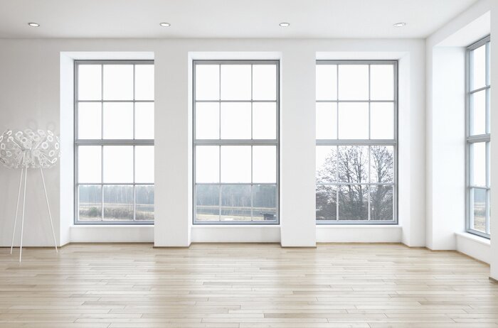 Papier peint  Pièce vide avec des fenêtres