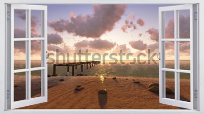 Papier peint  Pierres sur une plage blanche