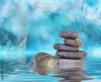 Papier peint  Pierres zen dans l'eau